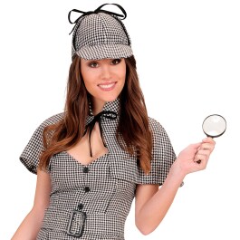 Detektiv Kostüm Set bestehend aus Lupe, Pfeife und Mütze
