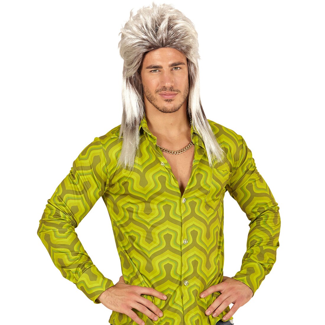 ZeYou 80er Jahre Kostüm Set - Vokuhila Perücke Mit Sonnenbrille & Bart