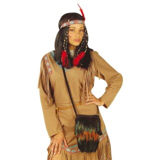 Indianer Tasche mit Federn Indianerin Handtasche