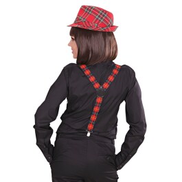 Karierte Hosenträger Schottischer Tartan Bundhalter  rot kariert