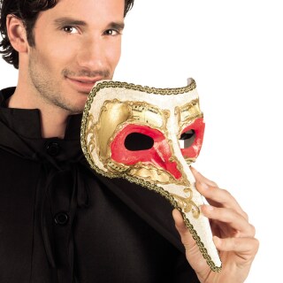 Elegante Schnabelmaske Venezianische Maske gold-rot