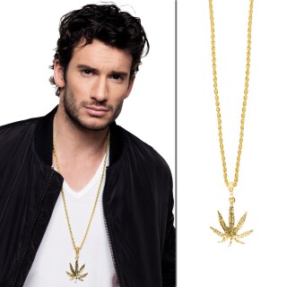 Cannabis Kette Halskette Hanfblatt gold