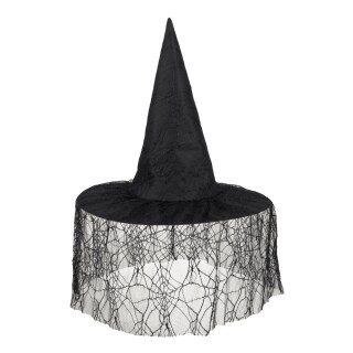 Hexenhut mit Schleier Halloween Gothic Hut schwarz