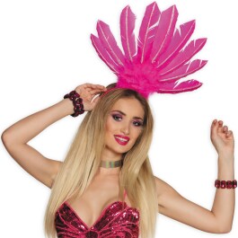 Brasilianischer Feder-Kopfschmuck Neonpink