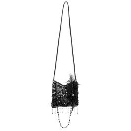 Edle Pailletten-Handtasche Charleston 25 cm in schwarz