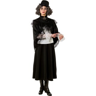 Hochwertiges Steampunk-Cape für Frauen Schwarz S/M (36 - 42)