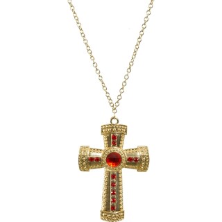 Kette mit Kreuz-Anhänger Nikolaus Anhänger: 11cm x 7,5cm in gold-rot