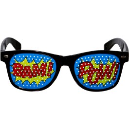 Auffälliges Accessoire-Set Pop Art mit Brille, Fliege & Hosenträger