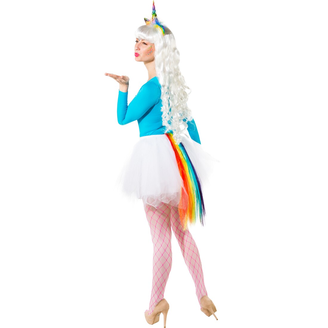 Einhorn Kostüm-Set bestehend aus Haarreif & Schweif Bunt, 8,99