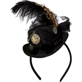 Schicker Steampunk-Mini-Hut mit Federn für Frauen...