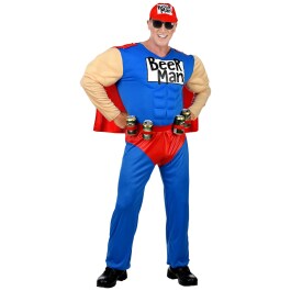 Lustiges Beerman-Kostüm für Männer Blau-Rot