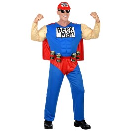 Lustiges Beerman Kostüm für Männer Blau-Rot S (48)