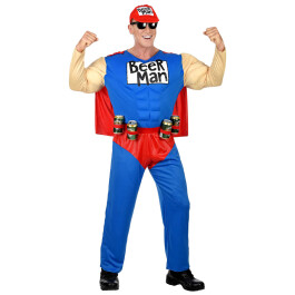 Lustiges Beerman-Kostüm für Männer Blau-Rot M (50)