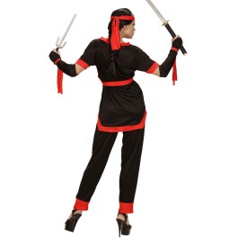 Schickes Ninja Damen-Kostüm Schwarz-Rot M (38/40)
