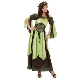 Langes Frauen-Kostüm Fee Grün-Braun