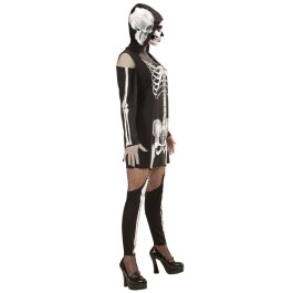 Skelett-Kostüm mit Kapuze Schwarz-Weiß S (34/36)