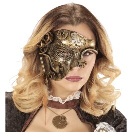 Edle Steampunk Maske f&uuml;r Erwachsene Kupfer-Metallic