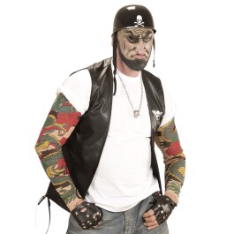 Grimmige Latex-Maske Biker Hautfarben-Braun