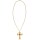 Prollige Kette mit Kreuz-Anhänger Gold-Rot