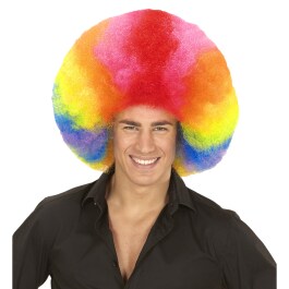Riesige Clown-Perücke Afro-Style knallbunt