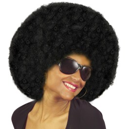 Stilechte 70er Afro-Perücke für Erwachsene Schwarz