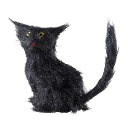 Schwarze Deko-Katze 12 cm hoch in schwarz