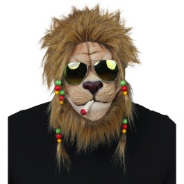 Rasta-Löwenmaske mit Sonnenbrille Braun-Beige