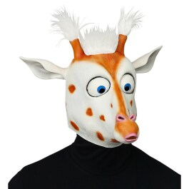 Maske crazy Giraffe mit großen Augen Weiß-Braun