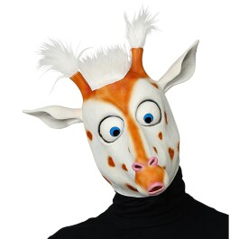 Maske crazy Giraffe mit großen Augen Weiß-Braun