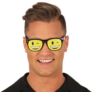 Smiley-Brille für Erwachsene Gelb-Schwarz