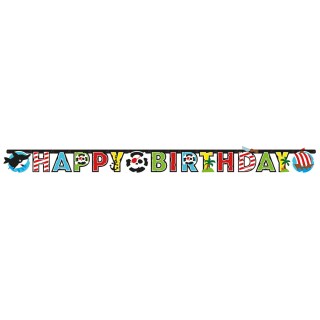 Farbenfrohe Happy-Birthday-Girlande Pirat 180 x 15 cm