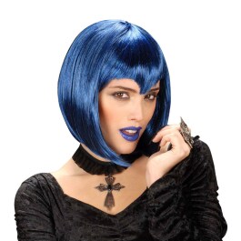 Gothic Vamp Perücke blau Damenperücke