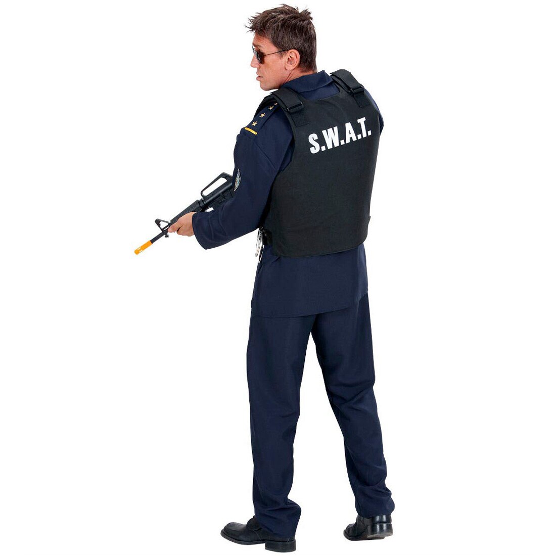 SWAT-Cap Verstellbar – Schwarz Mit Weißem Aufdruck, Für Karneval & Fasching