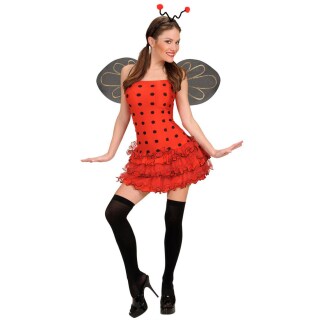 WIM 94911 Käfer Damen Kostüm Maikäfer Marienkäfer Karneval rot gepunktet S XL 