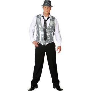 Show Weste Paillettenweste silber Disco Outfit