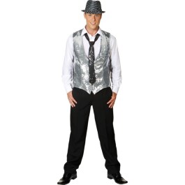 Show Weste Paillettenweste silber Disco Outfit