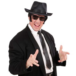 Satin Krawatte schwarz Blues Brothers Schlips Fasching