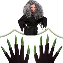 Gr&uuml;ne Halloween Hexen Handschuhe Hexenhandschuhe