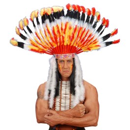 H&auml;uptling Indianer Kopfschmuck Haarschmuck Federhaube