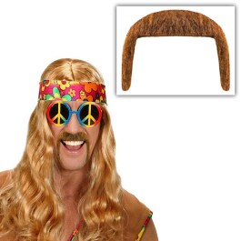 70er Bart zum Ankleben blond Kunstbart Hippie Bart