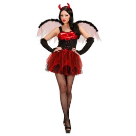 Sexy Teufel Kleid Teufelin Kostüm rot-schwarz L 42/44