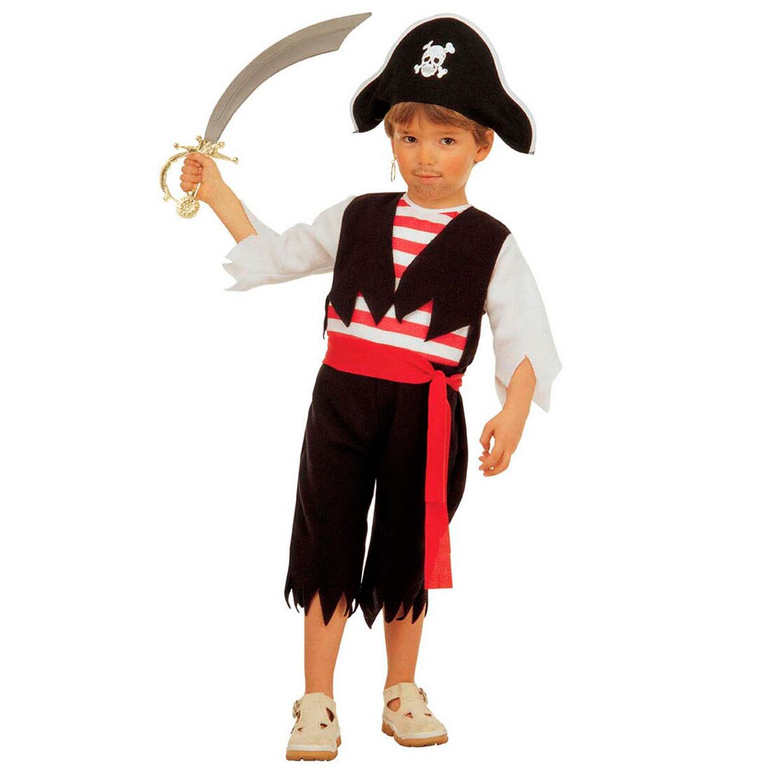 KULTFAKTOR Piraten-Kostüm Für Kinder 3-4 Jahre – Schwarz-rot Mit Kleid, Weste, Gürtel & Bandana