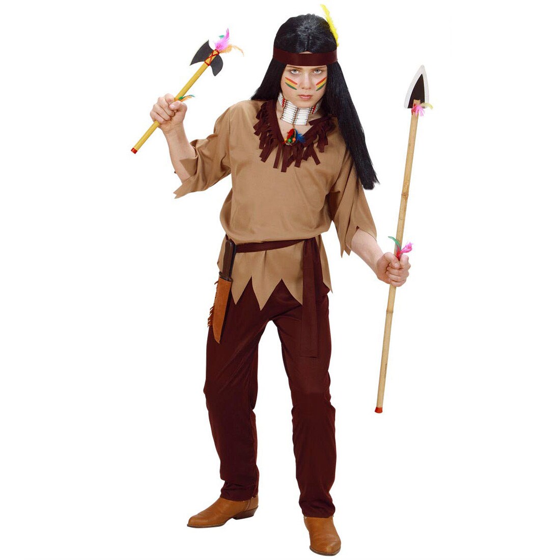 Vegaoo Wildwest Indianer Kinderkostüm – Tunika, Hose, Stirnband In Beige-braun, Größe 122/134