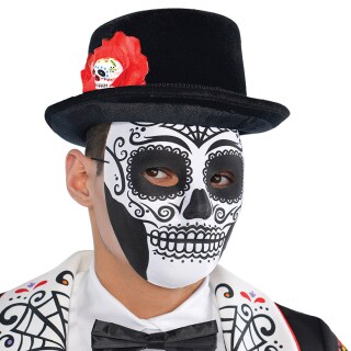 Mexikanische Totenmaske für Erwachsene Weiß-Schwarz