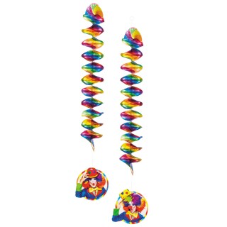 2 Regenbogen Girlanden mit Rotorspiralen 60cm lang