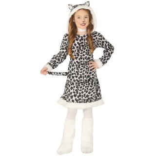 Süßes Leoparden-Kostüm für Mädchen Weiß-Schwarz