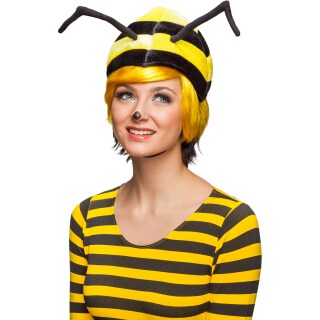 Origineller Bienen-Hut mit Fühlern für Frauen Gelb-Schwarz