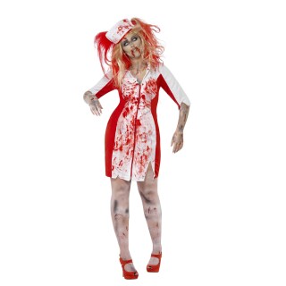 Schauriges Zombie-Kostüm für Frauen Weiß-Rot XXXL (54/56)