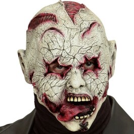 Zombie Latex-Maske f&uuml;r Erwachsene Grau-Rot