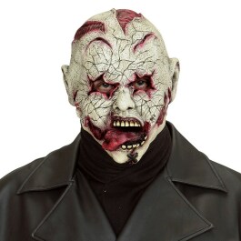 Zombie Latex-Maske f&uuml;r Erwachsene Grau-Rot